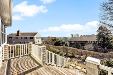 Enjoy the summer breezes and views of the harbor from the porch on Hyannisport Club in Massachusetts - for sale on GolfHomes.com, golf home, golf lot