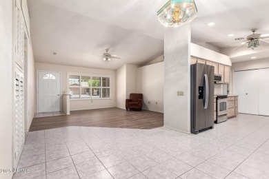 Welcome to this charming 2-bed, 2-bath Gemini home in the heart on Sun City Lakes West and East in Arizona - for sale on GolfHomes.com, golf home, golf lot