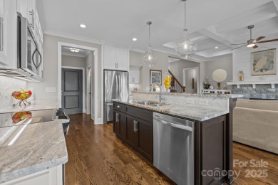 Grand arched stone entry with slate steps and covered porch on Cramer Mountain Country Club in North Carolina - for sale on GolfHomes.com, golf home, golf lot