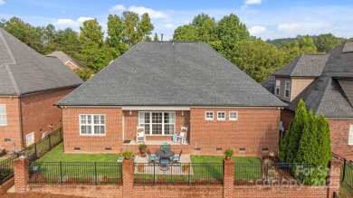 Grand arched stone entry with slate steps and covered porch on Cramer Mountain Country Club in North Carolina - for sale on GolfHomes.com, golf home, golf lot