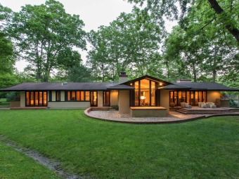 This unique, Frank Lloyd Wright inspired residence within the on Greenbrier Sporting Club in West Virginia - for sale on GolfHomes.com, golf home, golf lot