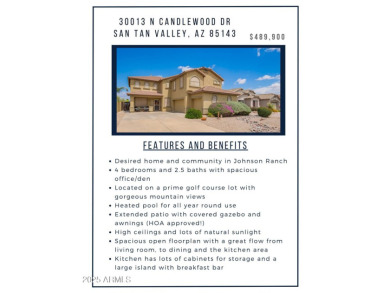 Live in an oasis at Johnson Ranch! This elegant 4-bedroom, 2 on The Golf Club At Johnson Ranch in Arizona - for sale on GolfHomes.com, golf home, golf lot