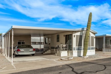 1 BEDROOM 1 BATH PARK MODEL WITH STORAGE SHED AND 2 CAR COVERED on Riverview Golf Course in Arizona - for sale on GolfHomes.com, golf home, golf lot