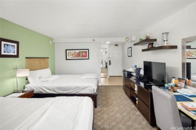Furnished studio with 2 beds and kitchenette, large lanai with on Ala Wai Golf Course in Hawaii - for sale on GolfHomes.com, golf home, golf lot