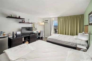Furnished studio with 2 beds and kitchenette, large lanai with on Ala Wai Golf Course in Hawaii - for sale on GolfHomes.com, golf home, golf lot