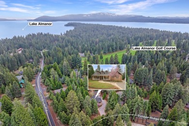 Let the custom stamped driveway lead you to the composited front on Lake Almanor Country Club in California - for sale on GolfHomes.com, golf home, golf lot