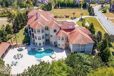 Gated custom built Mediterranean Estate privately elevated on on Oakview Golf and Country Club in Georgia - for sale on GolfHomes.com, golf home, golf lot