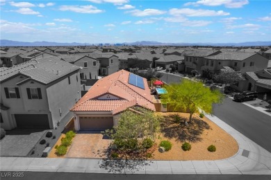Paid-off solar panels and a prime corner lot with an expansive on Rhodes Ranch Golf Club in Nevada - for sale on GolfHomes.com, golf home, golf lot