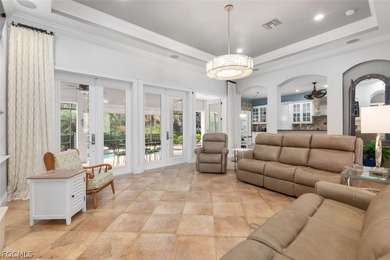 The 3 bedroom 3.5 bathroom home has a beautiful front elevation on Verandah Golf Course and Club in Florida - for sale on GolfHomes.com, golf home, golf lot