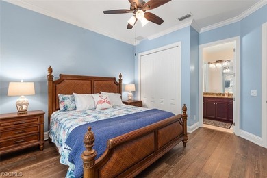 The 3 bedroom 3.5 bathroom home has a beautiful front elevation on Verandah Golf Course and Club in Florida - for sale on GolfHomes.com, golf home, golf lot