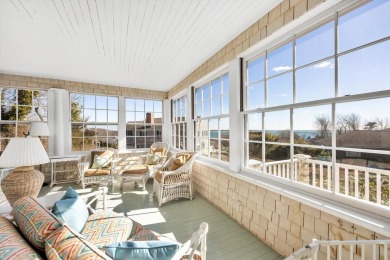 Enjoy the summer breezes and views of the harbor from the porch on Hyannisport Club in Massachusetts - for sale on GolfHomes.com, golf home, golf lot