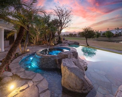 Experience elevated desert living at 45729 Meadowlake Drive on Indian Springs Golf Club in California - for sale on GolfHomes.com, golf home, golf lot