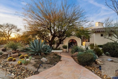 Welcome to this exquisite Santa Barbara style home located in on Troon Country Club in Arizona - for sale on GolfHomes.com, golf home, golf lot