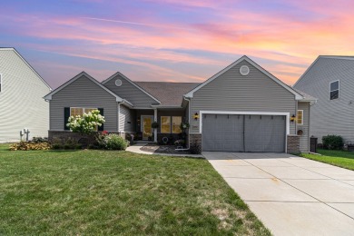 Lush landscaping at entrance to this  home creates a warm and on Youche Country Club in Indiana - for sale on GolfHomes.com, golf home, golf lot