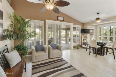 Next level outdoor living in this 2BR, 2BA Hermosa model on a on Ironwood Golf Club in Arizona - for sale on GolfHomes.com, golf home, golf lot