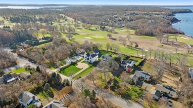 This stunning new custom home offers beautiful water views of on Islands End Golf and Country Club, Inc. in New York - for sale on GolfHomes.com, golf home, golf lot