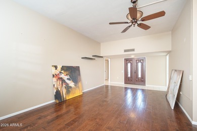 PREMIUM LEADED GLASS DOUBLE ENTRY DOORS OPEN TO THE SOARING on Sun City Lakes West and East in Arizona - for sale on GolfHomes.com, golf home, golf lot