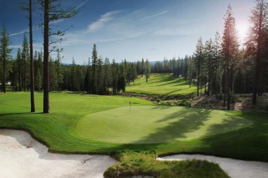 Situated high above the iconic par three 14th hole of the Fazio on Martis Camp Golf Course in California - for sale on GolfHomes.com, golf home, golf lot