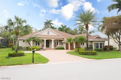 The 3 bedroom 3.5 bathroom home has a beautiful front elevation on Verandah Golf Course and Club in Florida - for sale on GolfHomes.com, golf home, golf lot