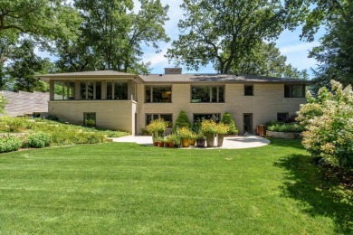 This classic all-limestone mid-century home featured in HGTV on Kalamazoo Country Club in Michigan - for sale on GolfHomes.com, golf home, golf lot