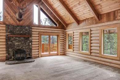 Custom, two-level True log cabin in the desirable Golf Course on Meadowcreek Golf Resort in Idaho - for sale on GolfHomes.com, golf home, golf lot