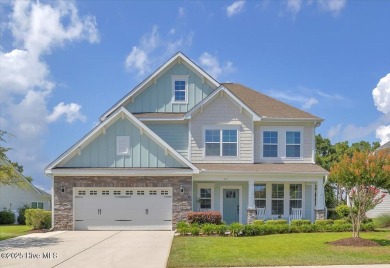 This two-story coastal craftsman style house is a rare on Beau Rivage Golf and Resort in North Carolina - for sale on GolfHomes.com, golf home, golf lot