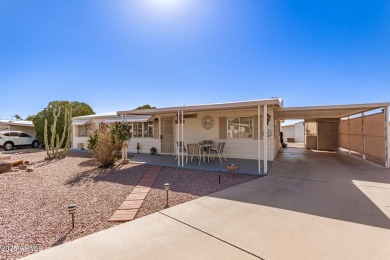 Great curb appeal to this partially furnished split floorplan 2 on Fountain of the Sun Country Club in Arizona - for sale on GolfHomes.com, golf home, golf lot