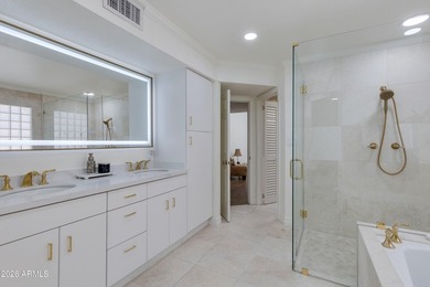 Welcome home to a serene golf frontage retreat in gated Biltmore on Arizona Biltmore Golf and Country Club in Arizona - for sale on GolfHomes.com, golf home, golf lot