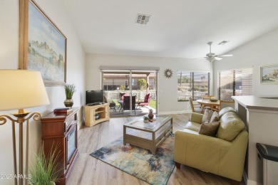 Welcome to this charming 2-bed, 2-bath home on the walking path on Sun Lakes Country Club in Arizona - for sale on GolfHomes.com, golf home, golf lot