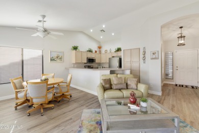 Welcome to this charming 2-bed, 2-bath home on the walking path on Sun Lakes Country Club in Arizona - for sale on GolfHomes.com, golf home, golf lot