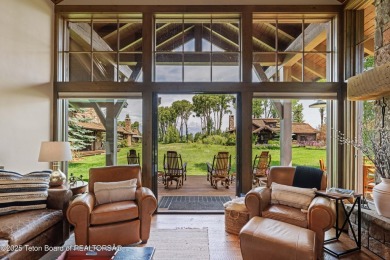 Luxury Golf  Tennis cabin overlooking open space with Cottonwood on Jackson Hole Golf and Tennis Club in Wyoming - for sale on GolfHomes.com, golf home, golf lot