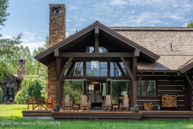 Luxury Golf  Tennis cabin overlooking open space with Cottonwood on Jackson Hole Golf and Tennis Club in Wyoming - for sale on GolfHomes.com, golf home, golf lot
