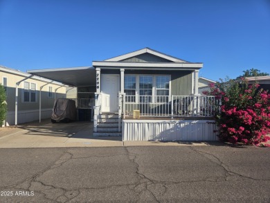 This 2-bedroom, 2-bathroom home features a large storage shed on Viewpoint Golf Resort in Arizona - for sale on GolfHomes.com, golf home, golf lot