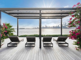 Boasting the most mesmerizing views of the city of Miami skyline on Fisher Island Club in Florida - for sale on GolfHomes.com, golf home, golf lot