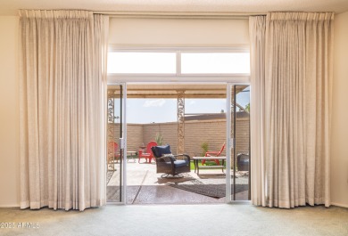 Love where you live in this mid-century modern 2 bedroom 2 bath on Sun City Lakes West and East in Arizona - for sale on GolfHomes.com, golf home, golf lot