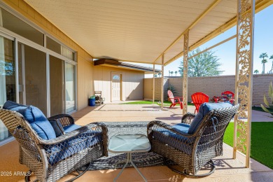 Love where you live in this mid-century modern 2 bedroom 2 bath on Sun City Lakes West and East in Arizona - for sale on GolfHomes.com, golf home, golf lot