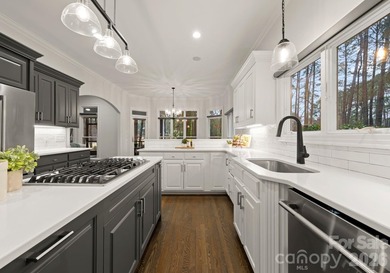 Set on a level one-acre lot on the 5th hole of Trump National on Trump National Golf Club Charlotte in North Carolina - for sale on GolfHomes.com, golf home, golf lot