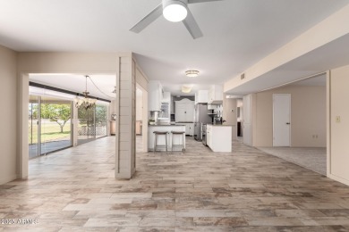 Discover Sun City Living in this charming 2-bed, 2-bath Gemini on Sun City Lakes West and East in Arizona - for sale on GolfHomes.com, golf home, golf lot
