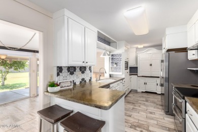 Discover Sun City Living in this charming 2-bed, 2-bath Gemini on Sun City Lakes West and East in Arizona - for sale on GolfHomes.com, golf home, golf lot