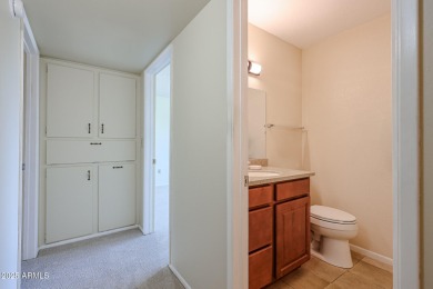 Welcome to this move-in-ready 2-bedroom, 2-bath end unit condo on Sun City Lakes West and East in Arizona - for sale on GolfHomes.com, golf home, golf lot