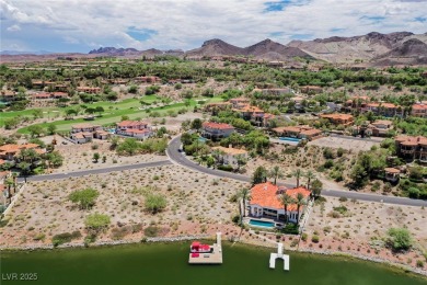 Oversized dock with HydroHoist boat lift and a 21' twin-screw on South Shore At Lake Las Vegas in Nevada - for sale on GolfHomes.com, golf home, golf lot
