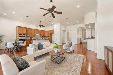 Experience elevated living in this stunning single-story home on Wildhorse Golf Club of Robson Ranch in Texas - for sale on GolfHomes.com, golf home, golf lot