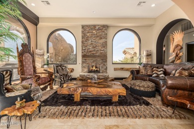 Discover this awe-inspiring, custom Pinnacle Canyon home sitting on The Estancia Club in Arizona - for sale on GolfHomes.com, golf home, golf lot