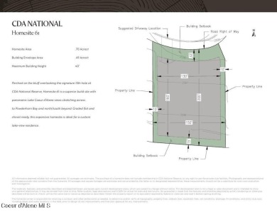 HOMESITE #61 AT CDA NATIONAL RESERVE. Perched on the bluff on CDA National Golf Course in Idaho - for sale on GolfHomes.com, golf home, golf lot