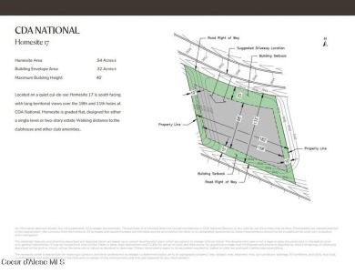 HOMESITE #17 AT CDA NATIONAL RESERVE. Located on a quiet on CDA National Golf Course in Idaho - for sale on GolfHomes.com, golf home, golf lot