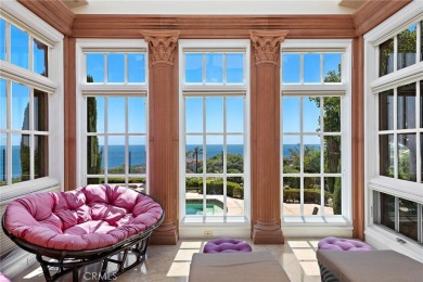 Indulge in elegant coastal living at this opulent ocean-view on Pelican Hill Golf Club in California - for sale on GolfHomes.com, golf home, golf lot