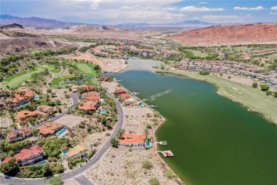Oversized dock with HydroHoist boat lift and a 21' twin-screw on South Shore At Lake Las Vegas in Nevada - for sale on GolfHomes.com, golf home, golf lot