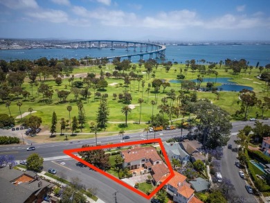 Elegant Mediterranean-style home with sweeping GOLF COURSE & BAY on Coronado Municipal Golf Course in California - for sale on GolfHomes.com, golf home, golf lot