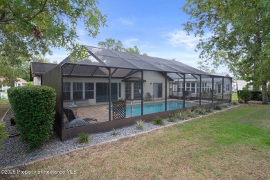 POOL HOME,  Enjoy this pool with spa home with 2021 pool heater on Timber Pines Golf Course in Florida - for sale on GolfHomes.com, golf home, golf lot