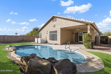 Wake up to sweeping views of the 18th tee from this impeccably on Coyote Lakes Golf Club in Arizona - for sale on GolfHomes.com, golf home, golf lot